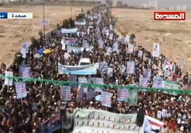 راهپیمایی گسترده یمنی‌ها در صعده؛ اعلام مخالفت با سلطه‌طلبی‌های آمریکا