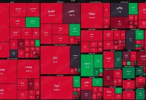 نقشه بورس امروز بر اساس ارزش معاملات/افت چشمگیر ارزش معاملات در ساعت ابتدایی بازار